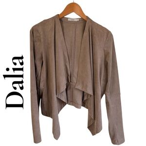 Dalia Women's Taupe Open-Front Waterfall Blazer. Faux Suede. Large. Like new!